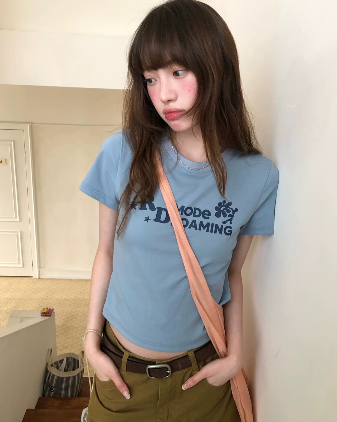 ショートチェストデザインTシャツ BU0256