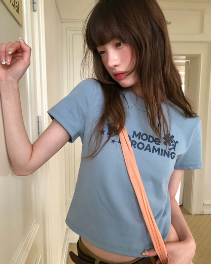 ショートチェストデザインTシャツ BU0256