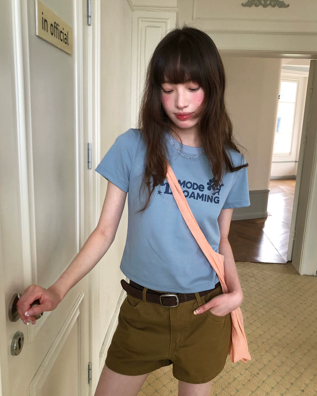 ショートチェストデザインTシャツ BU0256