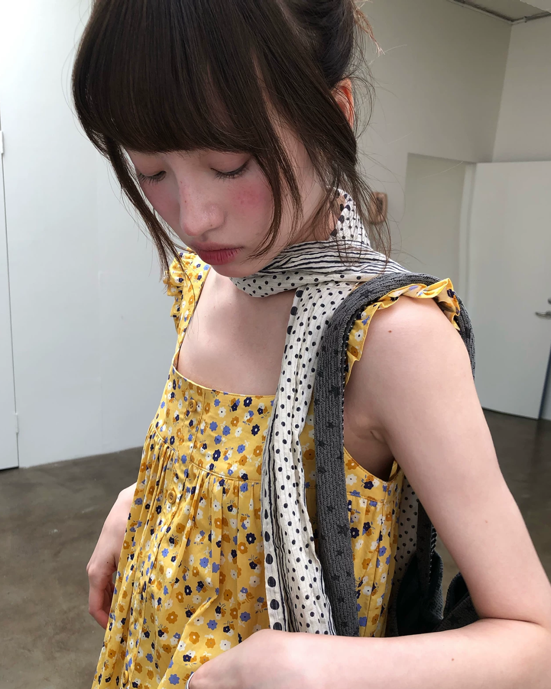 イエローフラワーパターンブラウス BU0258
