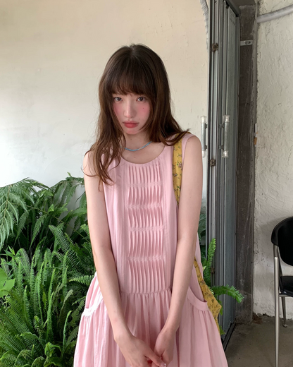 カラーノースリーブドレス BU0264