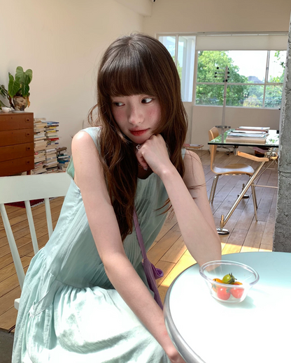 カラーノースリーブドレス BU0264