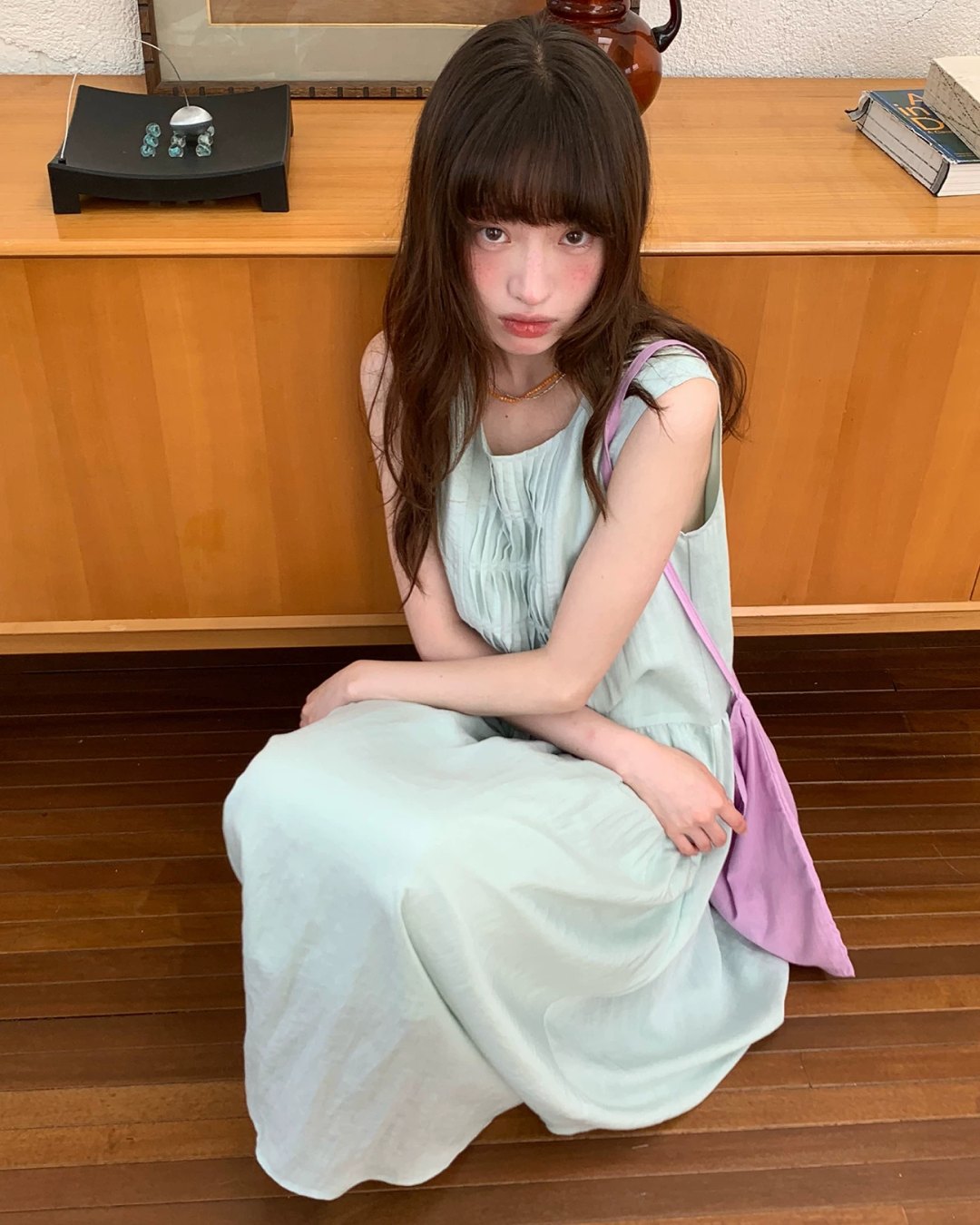 カラーノースリーブドレス BU0264