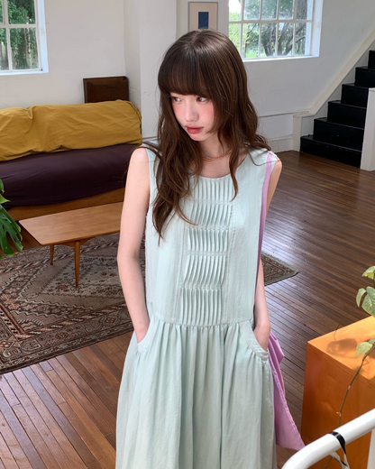 カラーノースリーブドレス BU0264
