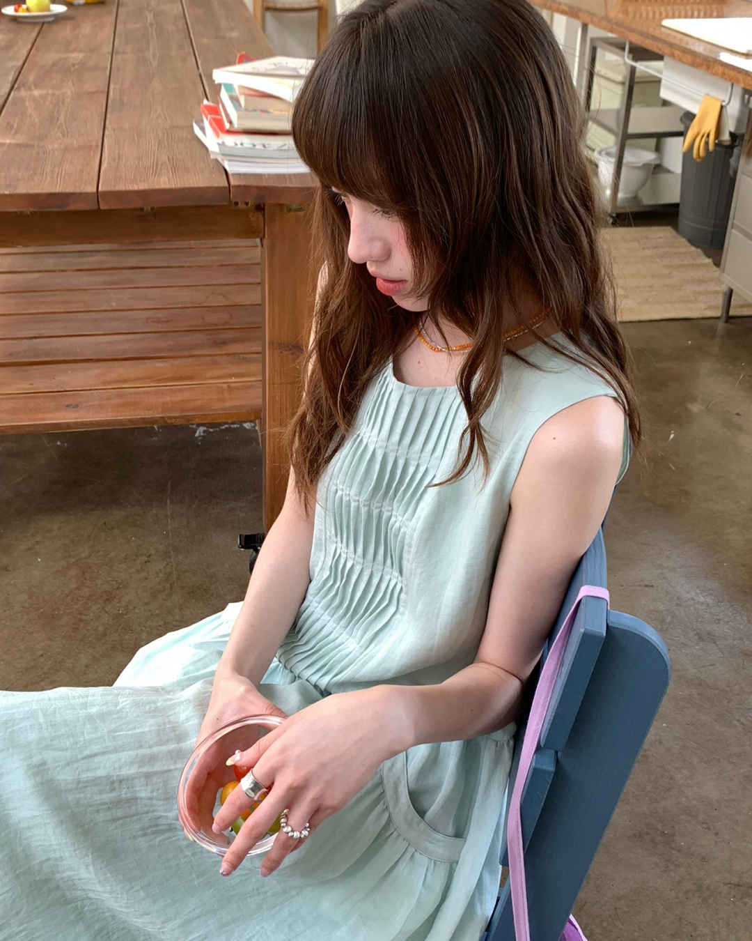 カラーノースリーブドレス BU0264