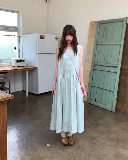 カラーノースリーブドレス BU0264