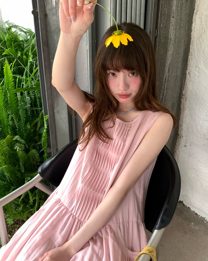 カラーノースリーブドレス BU0264