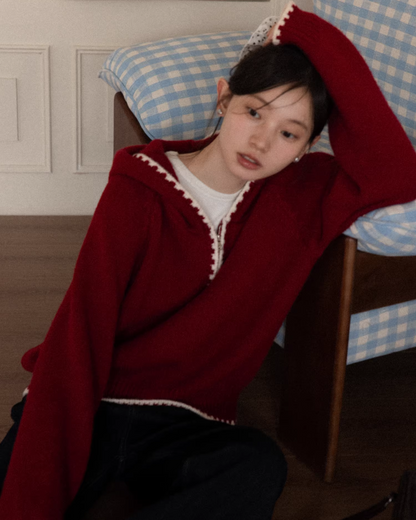 Color Knit Hoodie CA0001