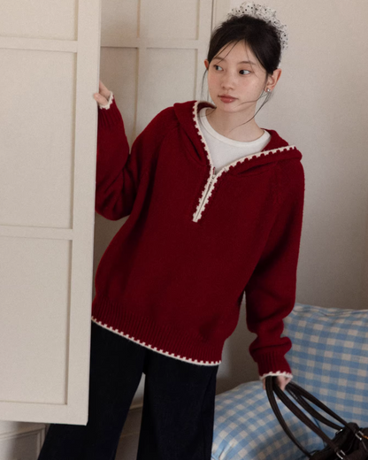 Color Knit Hoodie CA0001