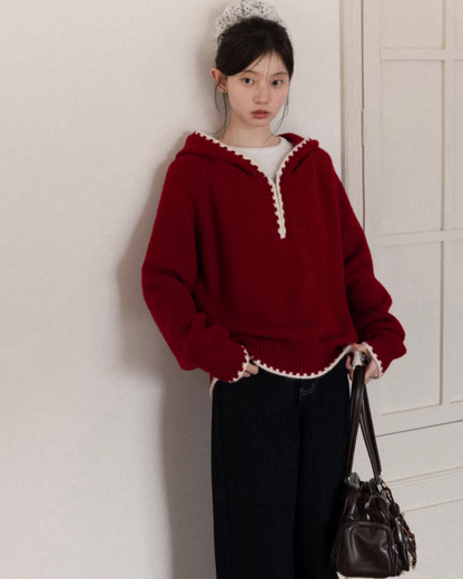 Color Knit Hoodie CA0001