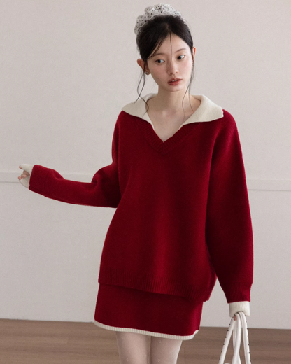 Red Knit Matching cloth CA0003