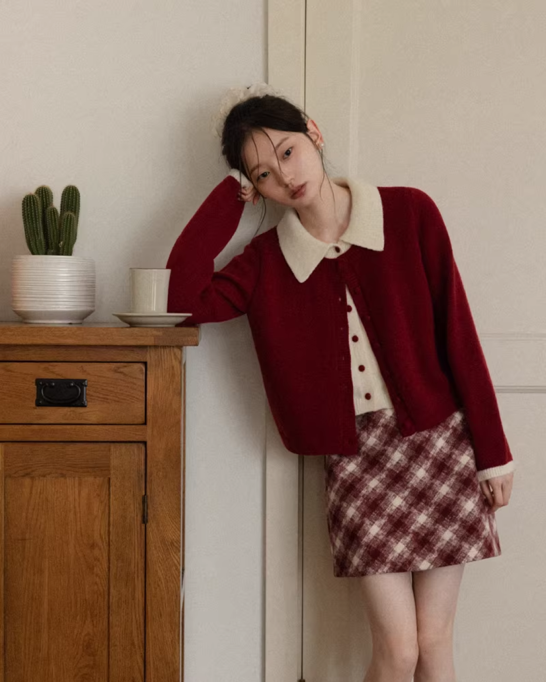 Layer Color Button Knit Shirt CA0004