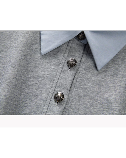 Gray Layer Shirt Pleated Short Pants CA0008