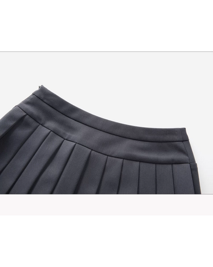 Gray Layer Shirt Pleated Short Pants CA0008