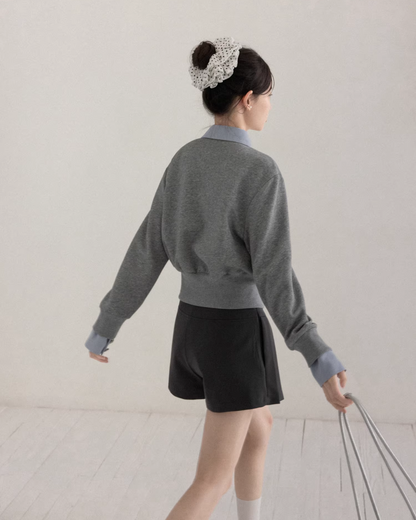 Gray Layer Shirt Pleated Short Pants CA0008