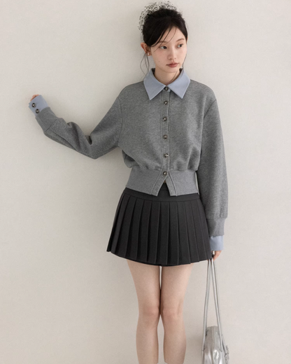 Gray Layer Shirt Pleated Short Pants CA0008