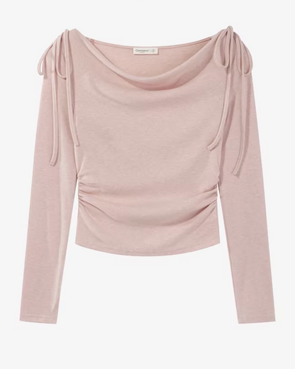 Pink Off Shoulder Ribbon Top CA0009