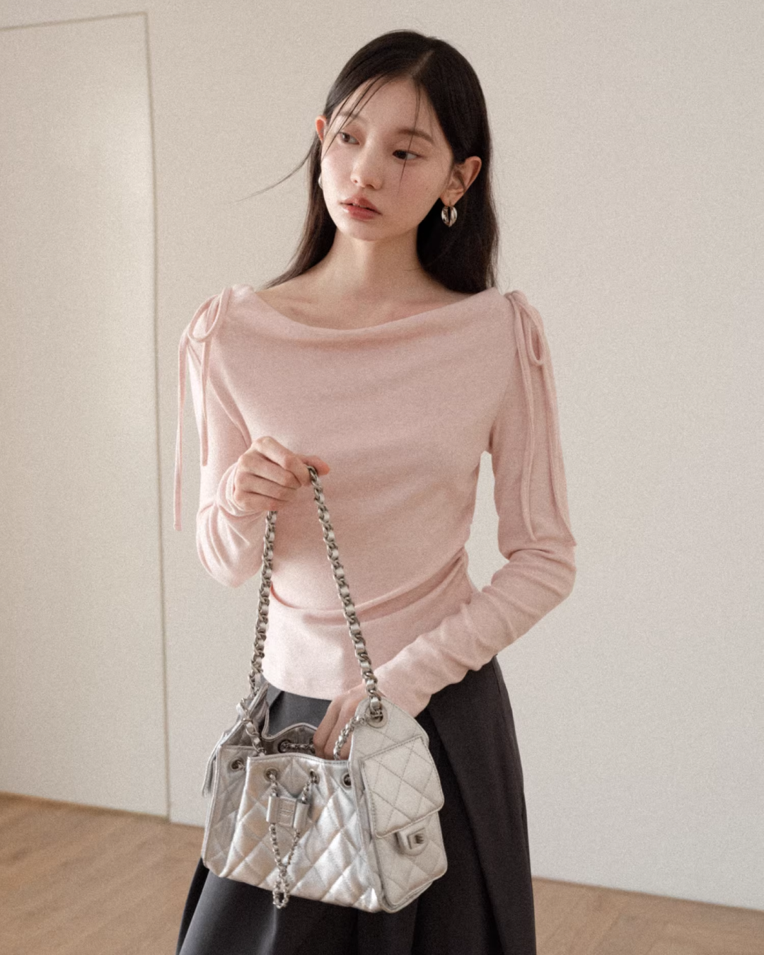 Pink Off Shoulder Ribbon Top CA0009