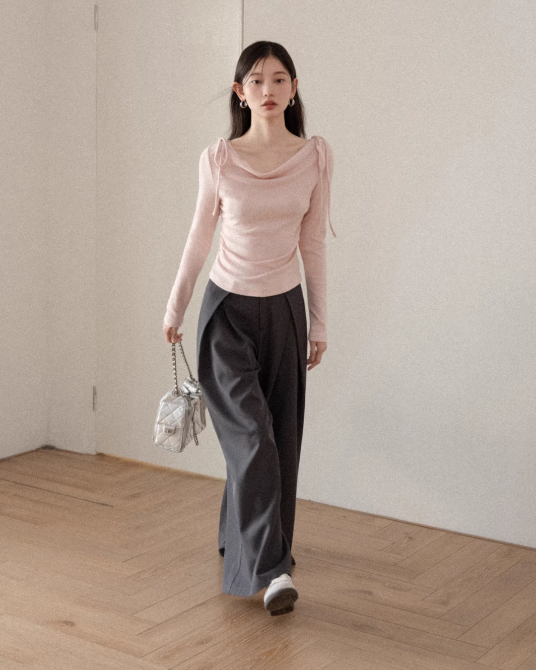 Pink Off Shoulder Ribbon Top CA0009