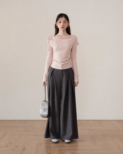 Pink Off Shoulder Ribbon Top CA0009