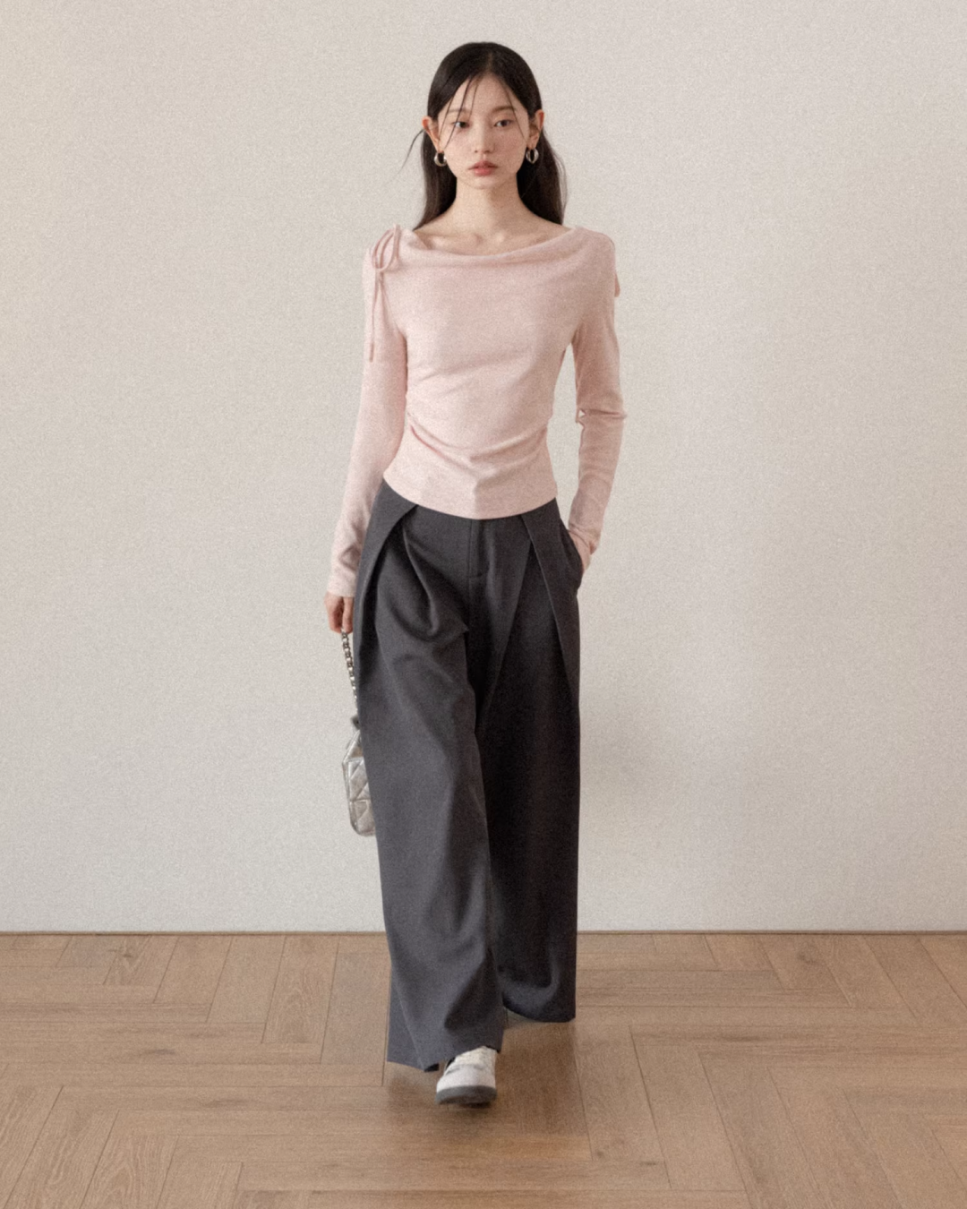 Pink Off Shoulder Ribbon Top CA0009