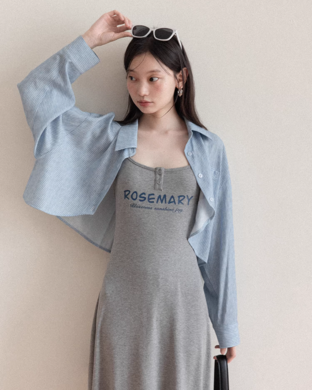 Blue Shirt Gray Camisoal Dress CA0011