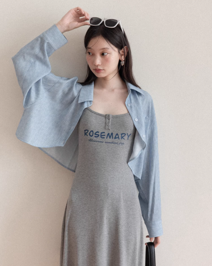 Blue Shirt Gray Camisoal Dress CA0011