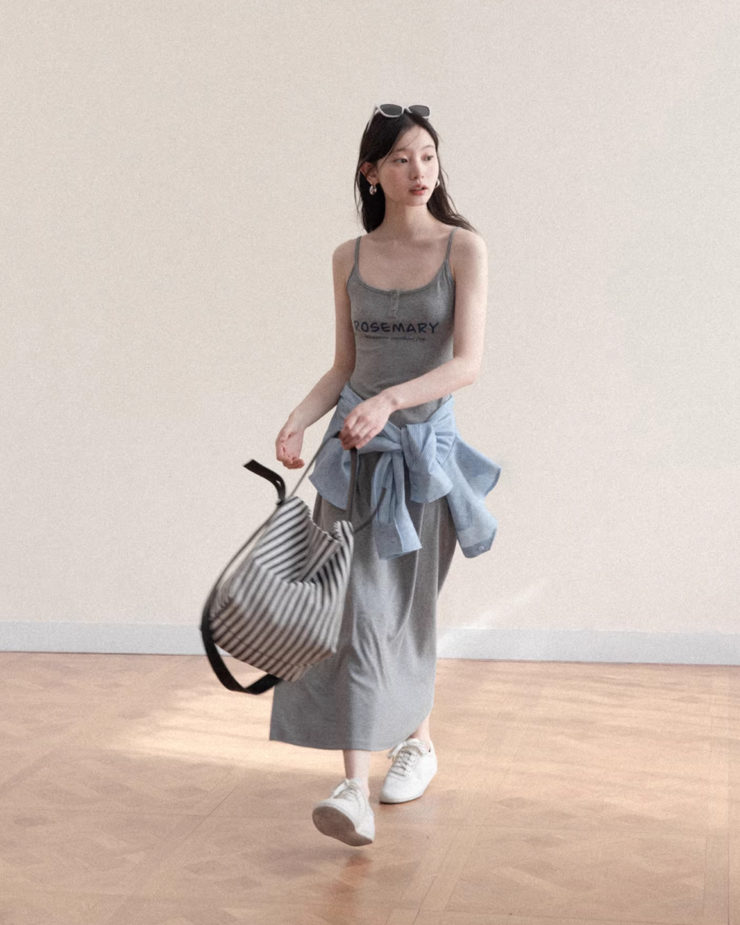 Blue Shirt Gray Camisoal Dress CA0011