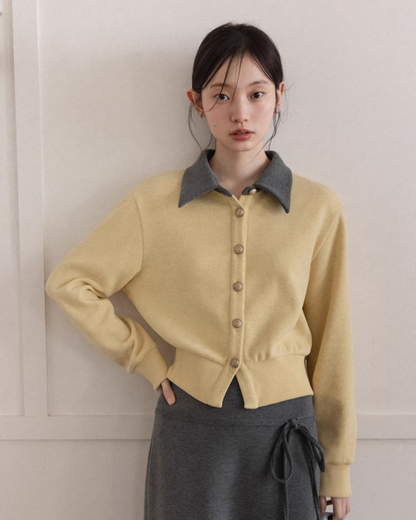Yellow Bicolor Shirt Gray Long Skirt CA0012