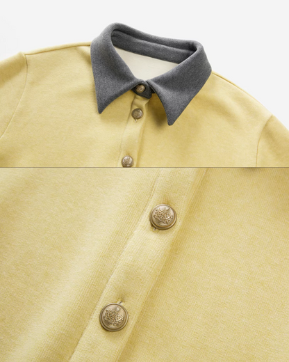 Yellow Bicolor Shirt Gray Long Skirt CA0012