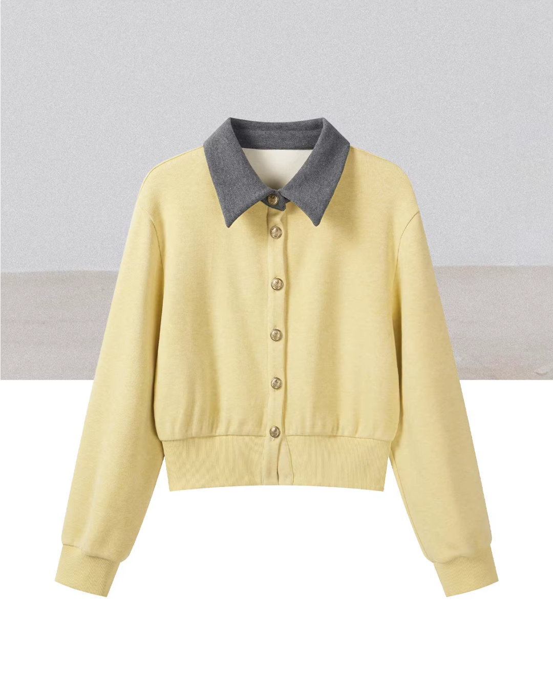 Yellow Bicolor Shirt Gray Long Skirt CA0012