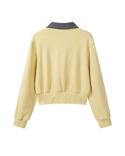 Yellow Bicolor Shirt Gray Long Skirt CA0012