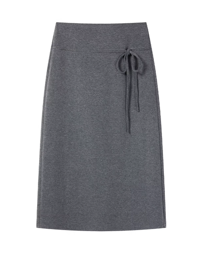 Yellow Bicolor Shirt Gray Long Skirt CA0012