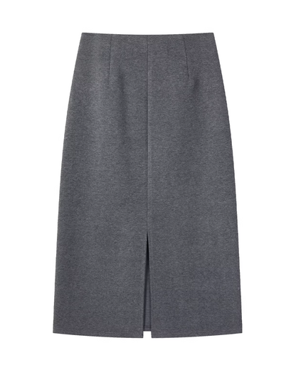 Yellow Bicolor Shirt Gray Long Skirt CA0012