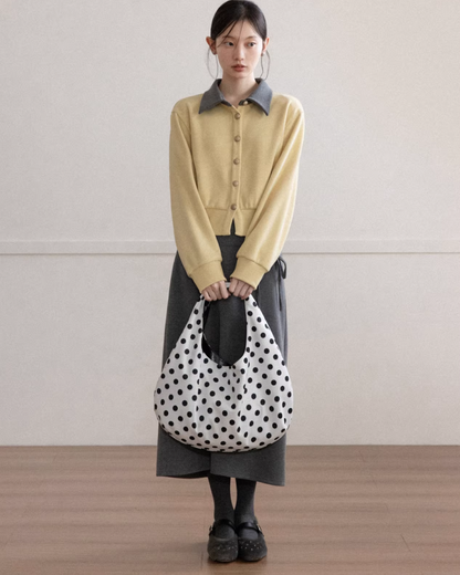 Yellow Bicolor Shirt Gray Long Skirt CA0012
