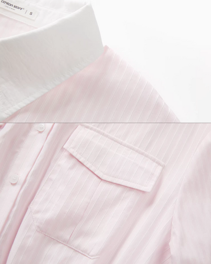 Pink Stripe Cardigan Shirt Dress CA0013