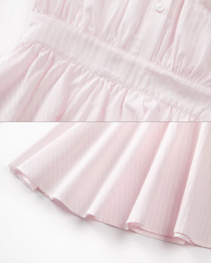 Pink Stripe Cardigan Shirt Dress CA0013