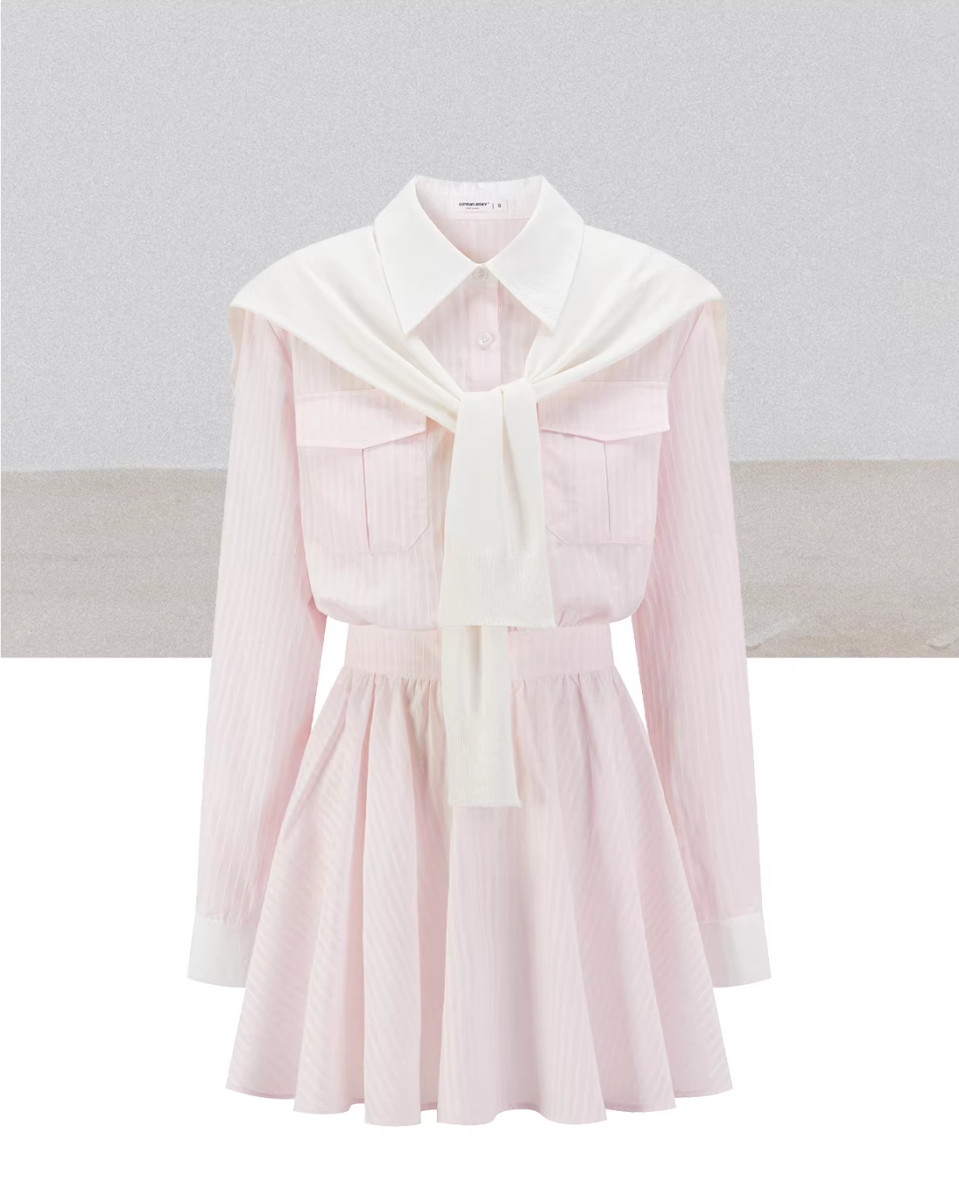 Pink Stripe Cardigan Shirt Dress CA0013