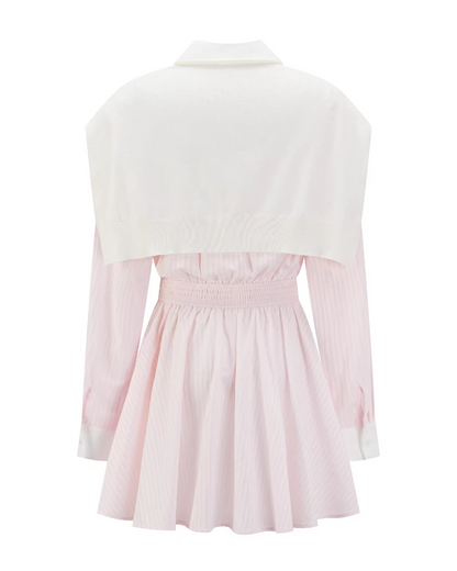Pink Stripe Cardigan Shirt Dress CA0013