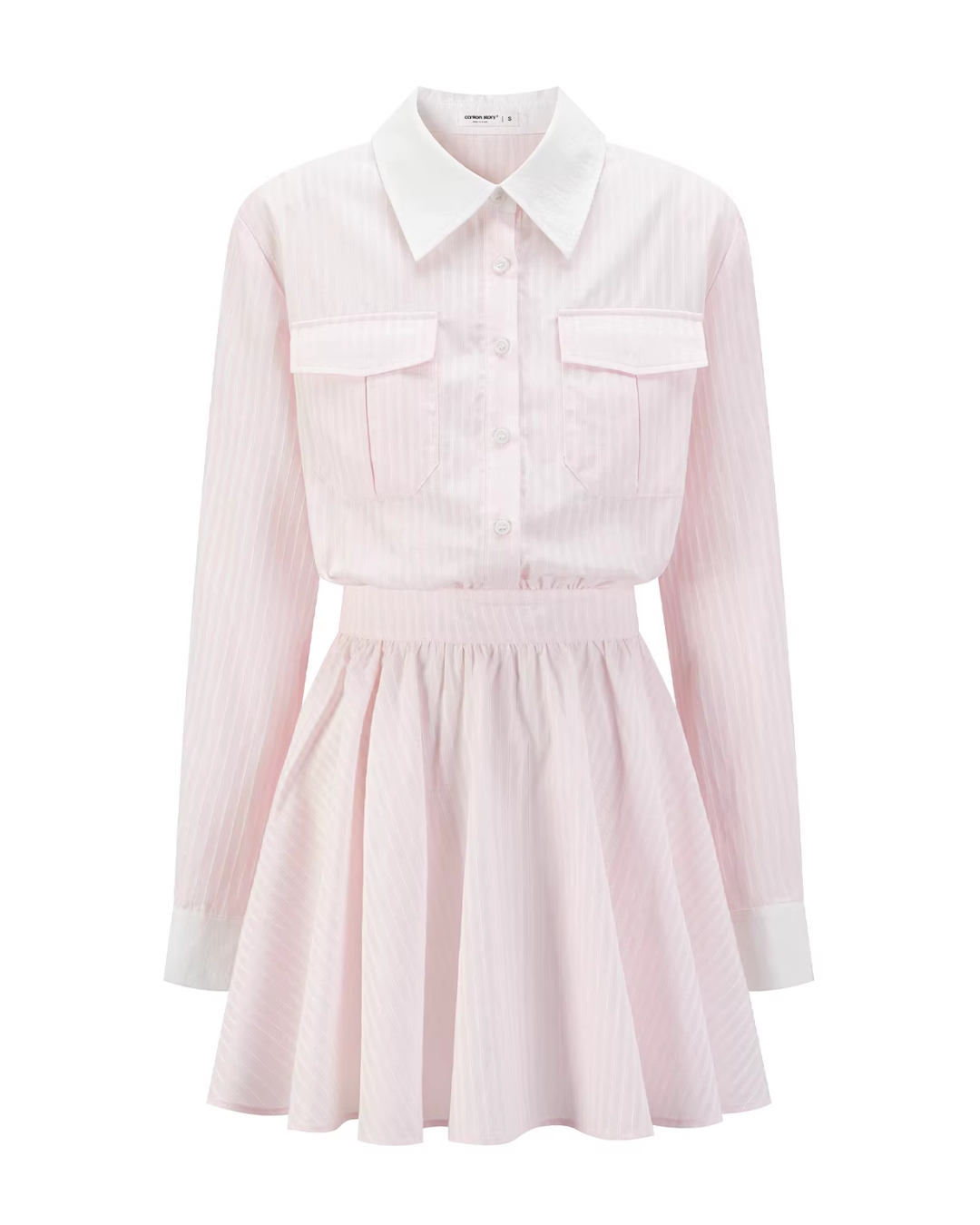 Pink Stripe Cardigan Shirt Dress CA0013