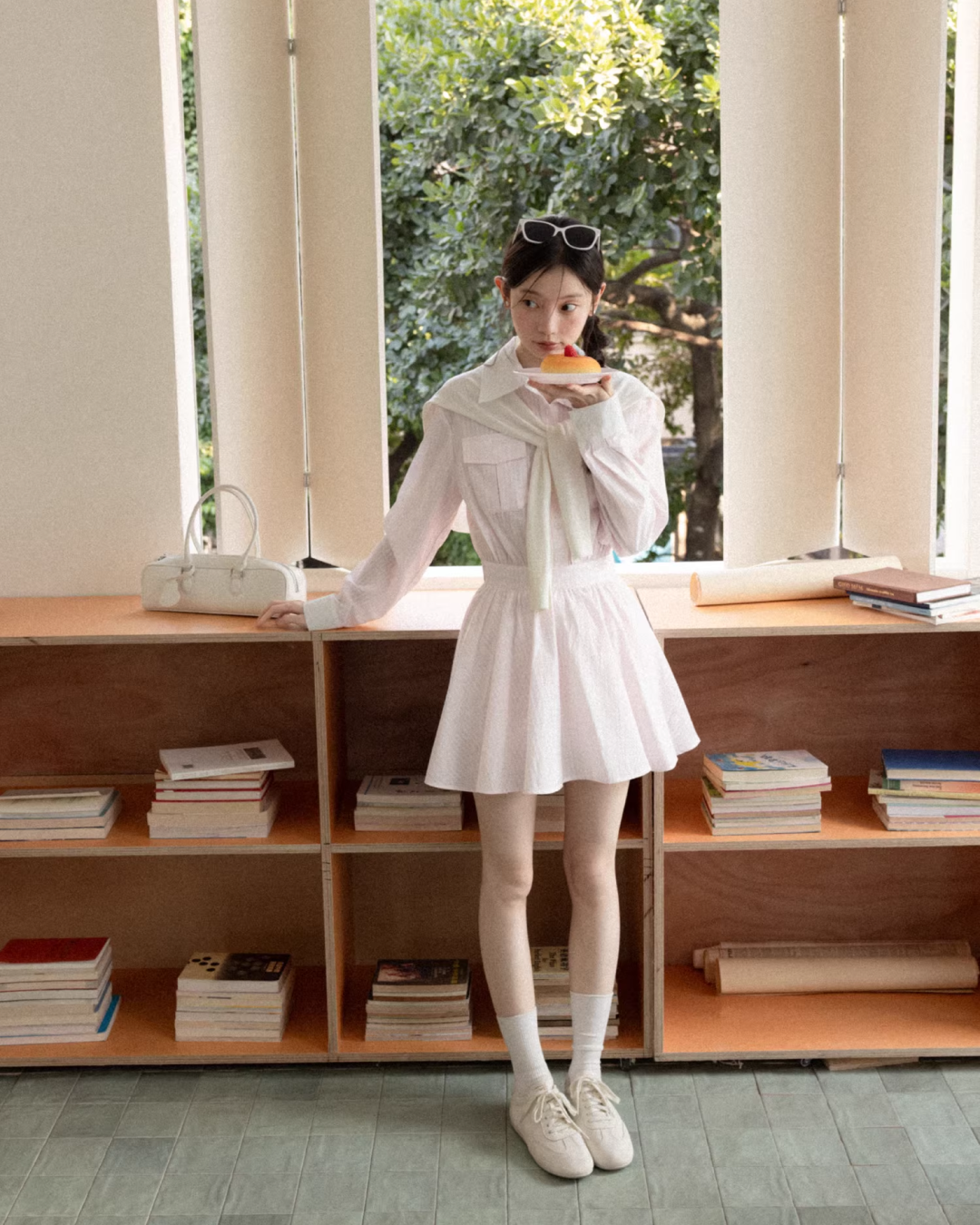 Pink Stripe Cardigan Shirt Dress CA0013