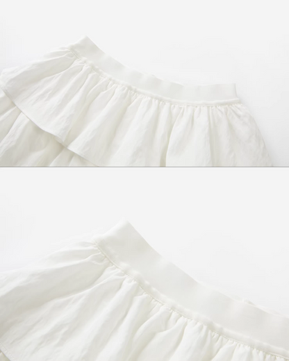 Stripe Ribbon Zip Jacket & Frill Short Skirt CA0014