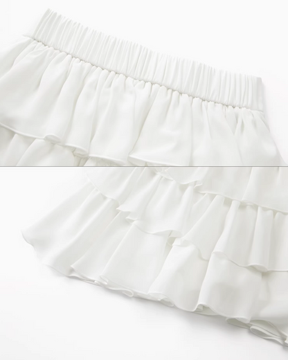 Stripe Ribbon Zip Jacket & Frill Short Skirt CA0014