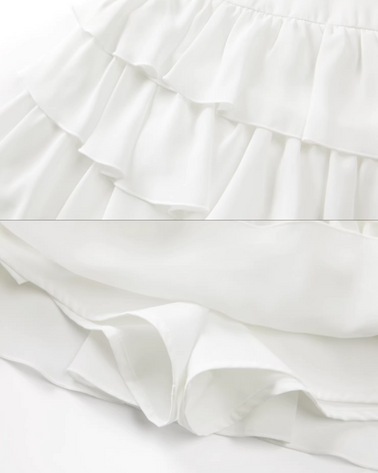 Stripe Ribbon Zip Jacket & Frill Short Skirt CA0014