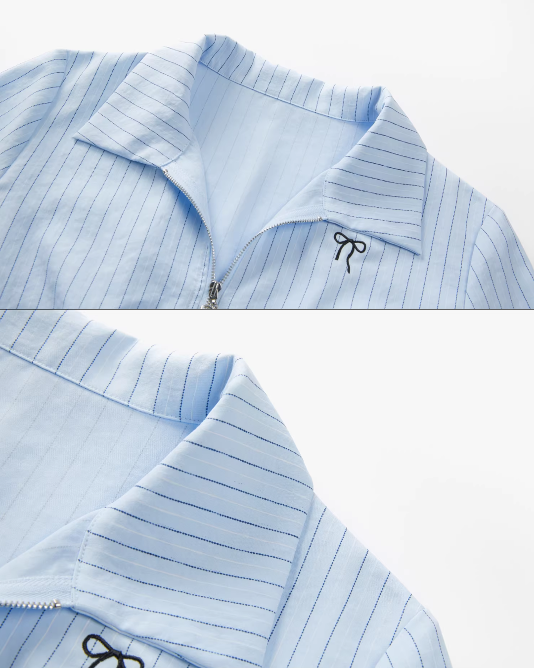 Stripe Ribbon Zip Jacket & Frill Short Skirt CA0014