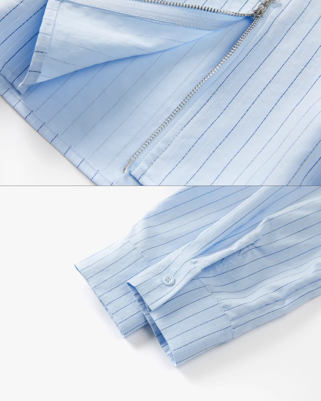 Stripe Ribbon Zip Jacket & Frill Short Skirt CA0014