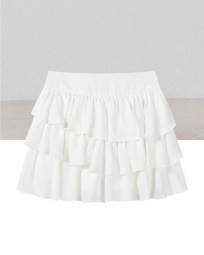 Stripe Ribbon Zip Jacket & Frill Short Skirt CA0014