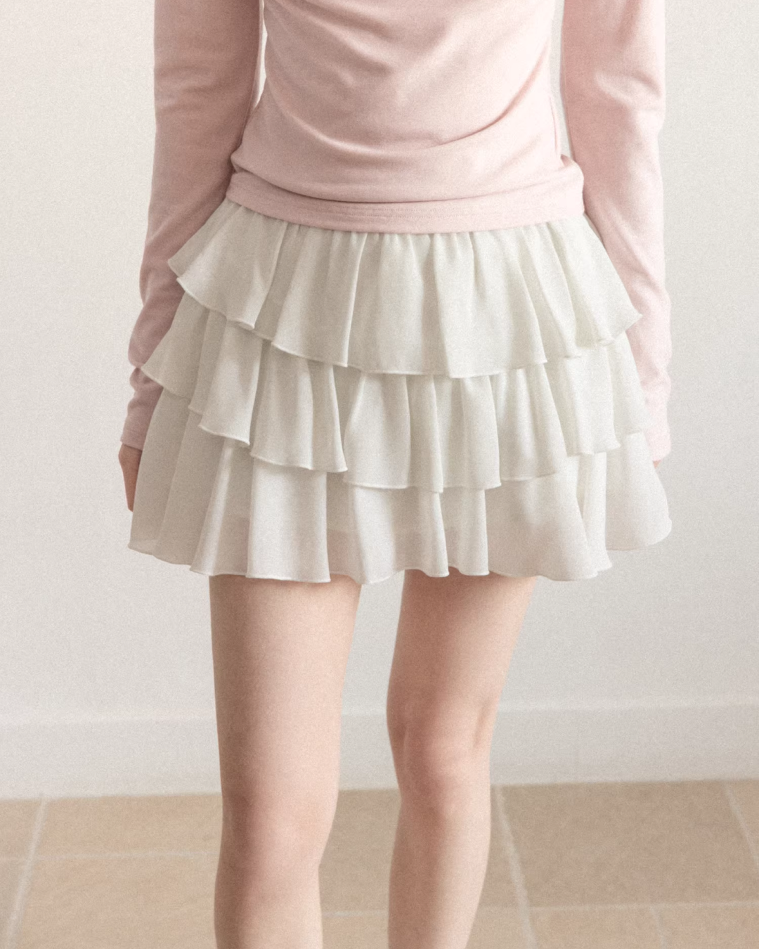 Stripe Ribbon Zip Jacket & Frill Short Skirt CA0014
