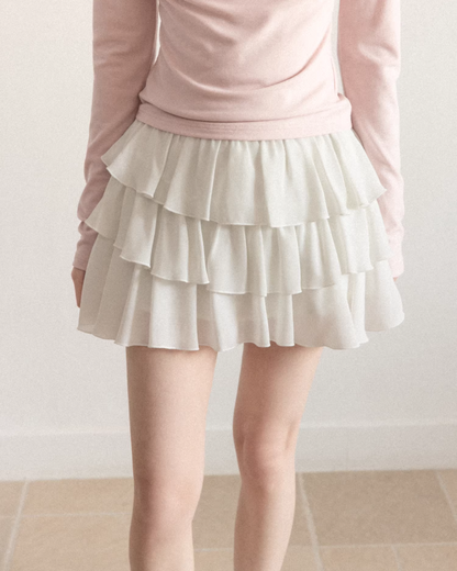Stripe Ribbon Zip Jacket & Frill Short Skirt CA0014