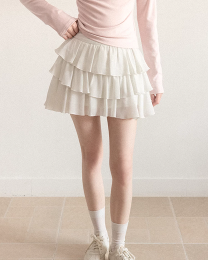 Stripe Ribbon Zip Jacket & Frill Short Skirt CA0014